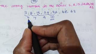 Find the wrong number in the series 3,8,15,24,34,48,63 #tnpscgroup4 #tnpscmathspyq #reasoning #maths