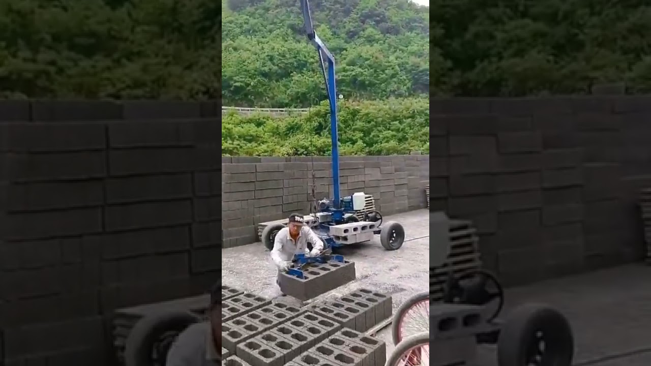 how to carry / load concrete block with block clamping machine easily # block