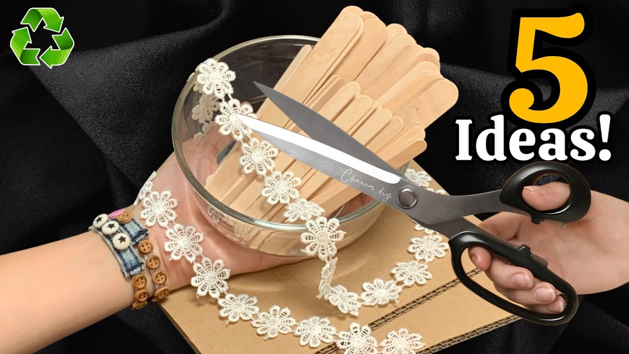 Не выбрасывайте палочки от мороженого и картон 😍♻️ 5 идей для красивого декора из отходов!