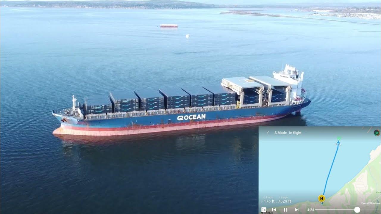 Container ship full of Amazon containers, Everett, WA YouTube
