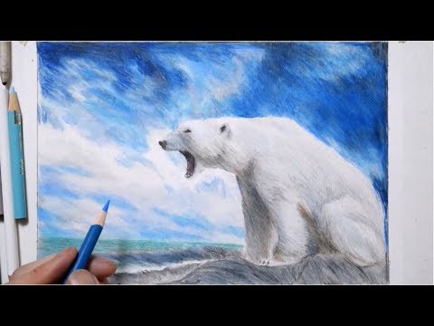 色鉛筆で空と雲と海を描いてみた 白くまで Realistic Colored Pencil Drawings Of Sky Clouds And Sea Youtube