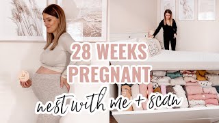 NEST WITH ME + 28 WEEKS PREGNANT DITL VLOG | ULTRASOUND 4D SCAN PICTURES + HUGE BABY HAUL UK