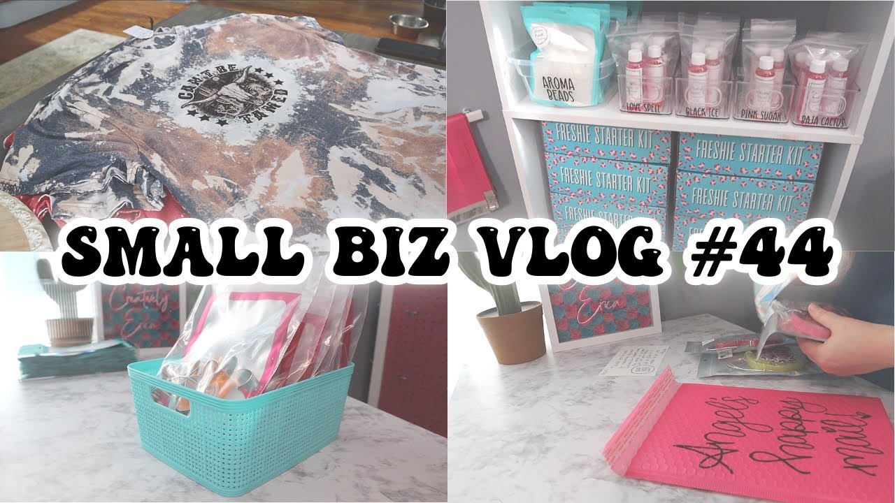 Small Business Vlog #44- Packaging Orders + Restocking Starter Kits +  Bleaching & Sublimating Shirts 