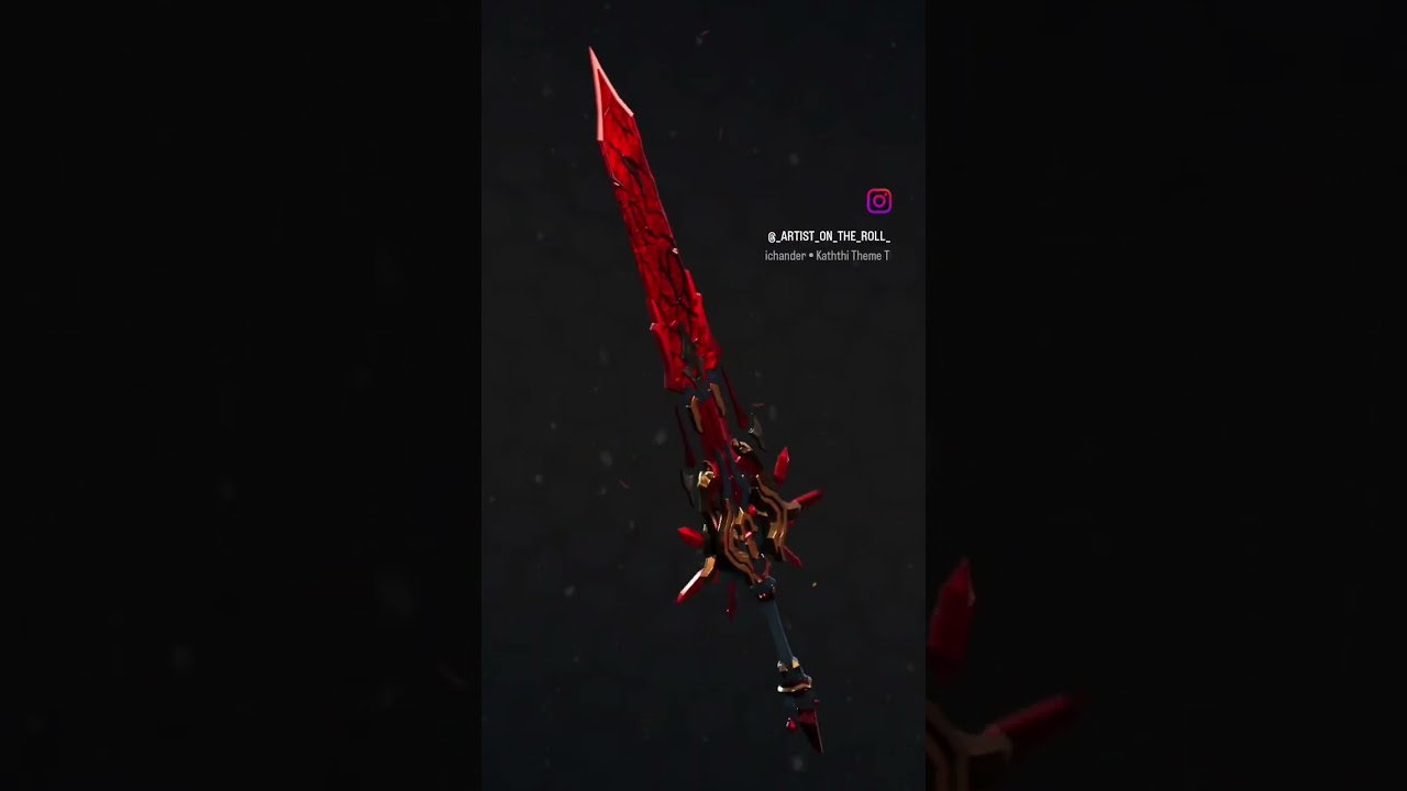 Fire Obsidian Blade Final Comp.          #Maya #modeling #props #swords #assets #crystals #red #gold