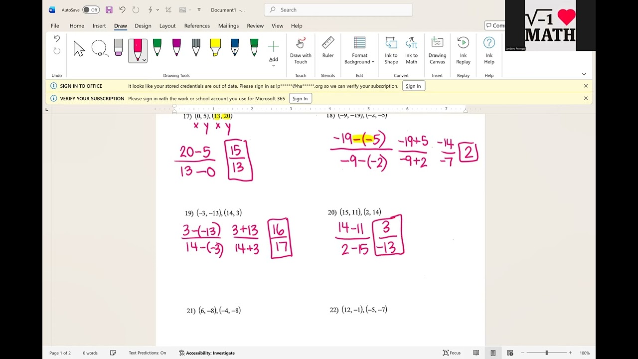 Walkthrough - Slope Practice Worksheet Part 2