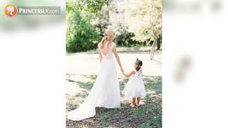 Princess Ivory Lace Tulle Satin Flower Girl Dresses With Bow Princessly Dresses