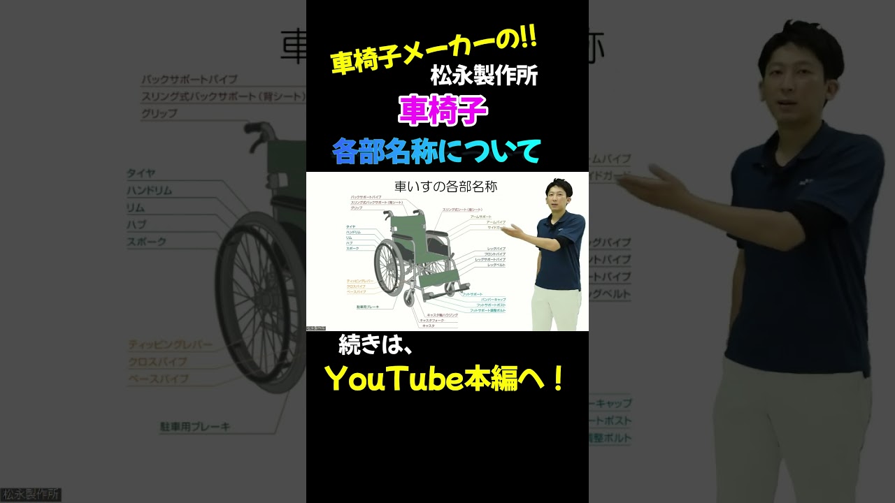 車椅子の各部名称について紹介しますShorts【車椅子の松永製作所 