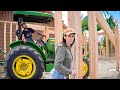 Installing A Massive Structural Beam Using Only Our Tractor