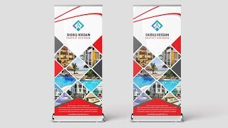 How to create a professional roll up banner design in photoshop tutorial 2018