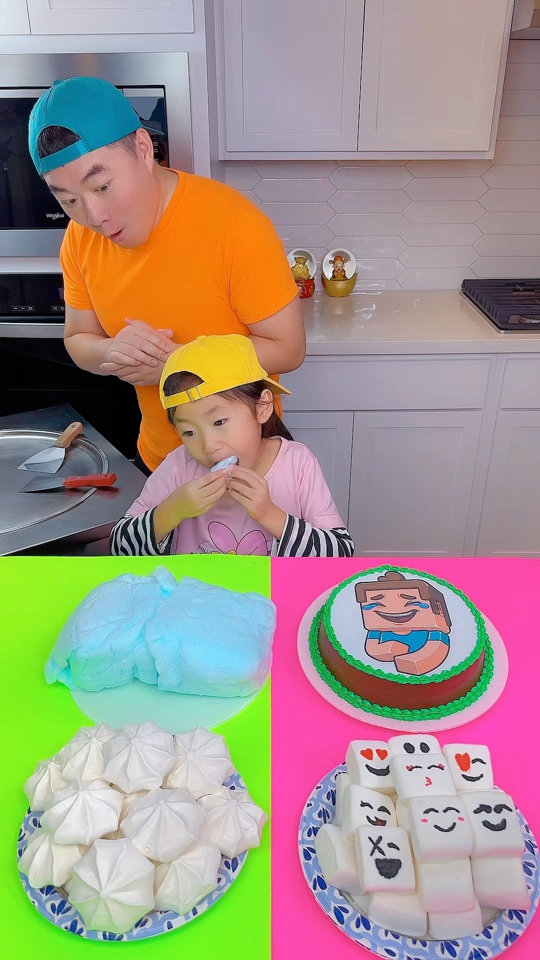 Minecraft cake vs Emoji marshmallow ice cream challenge!? #funny by Ethan Funny Family