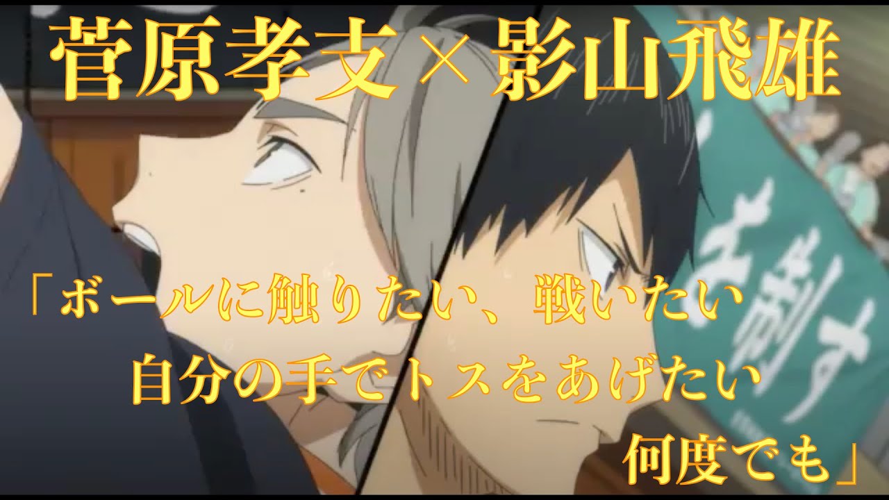 ハイキュー 21話 烏野vs青葉城西 影山と菅原の試合への思いがかっこいい 息苦しさをくれ ここに立たせてくれ ボールに触りたい 戦いたい 自分の手でトスをあげたい 何度でも 心にしみる声 Youtube