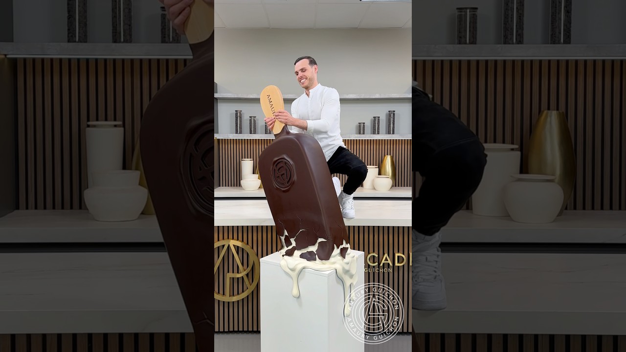 Giant Ice Cream Bar! 🍦Hot summer vibes. ☀️ #amauryguichon #chocolate #icecream
