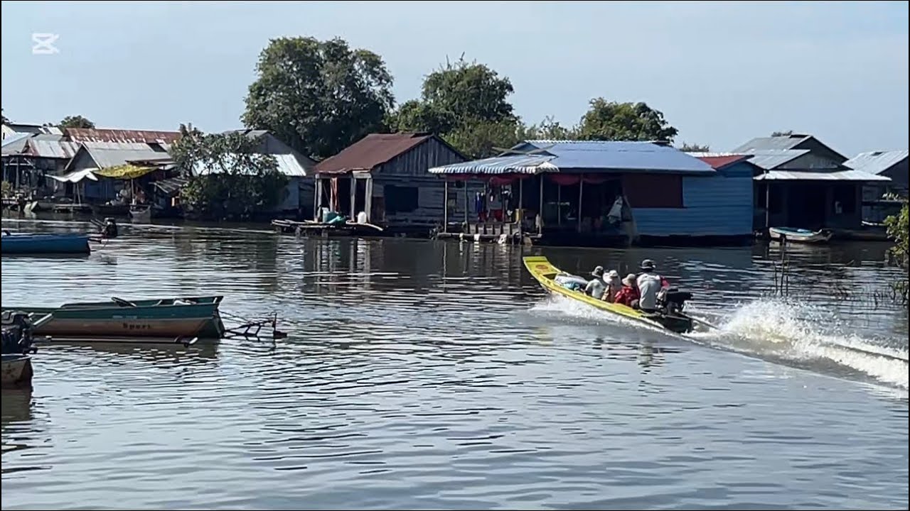 Cambodian Floating village of fresh water at Tonle Sap Lake, subscribe please 