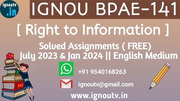 IGNOU BPAE-141 Solved Assignment July 2023 & Jan 2024 [FREE] || IGNOU BAG || IGNOU TV || IGNOU ||