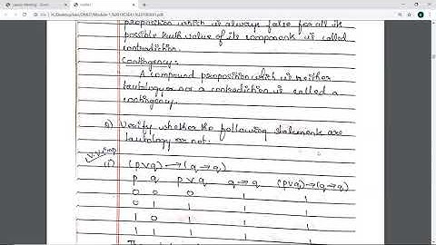APPLIED MATHEMATICS–IV Tautology, Contradiction, Contingency (Part 2)