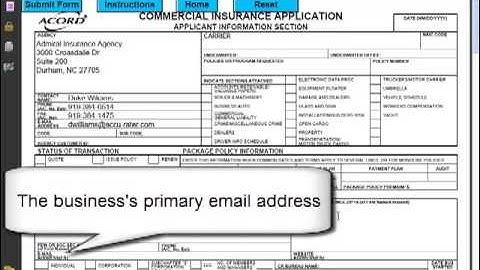 YouTube ACORD 125 Commercial Application Name and Address Section