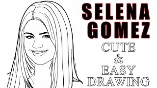 How to Draw Selena Gomez Drawing So Cute | Easy Selena Gomez Sketch Step by Step Portrait