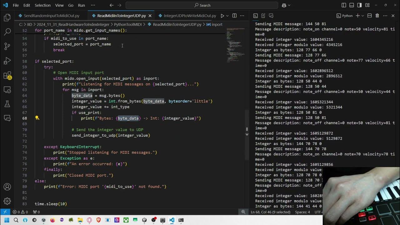 Mido(s) python 2 loopMidi 2 UDP 2 0.0.0.0 2 UDP 2 MPK Play - YouTube