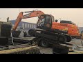 Погрузка экскаватора Doosan DX300 на трал Техсервис Хабаровск 1 02 2019год