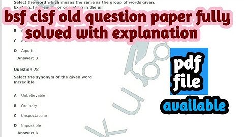 BSF CISF old question paper fully solved with explanation | especially for bsf cisf
