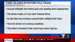 Three injured in motorcycle crash on Thomas Drive
