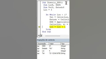Monitore variáveis em TEMPO REAL / Excel VBA.