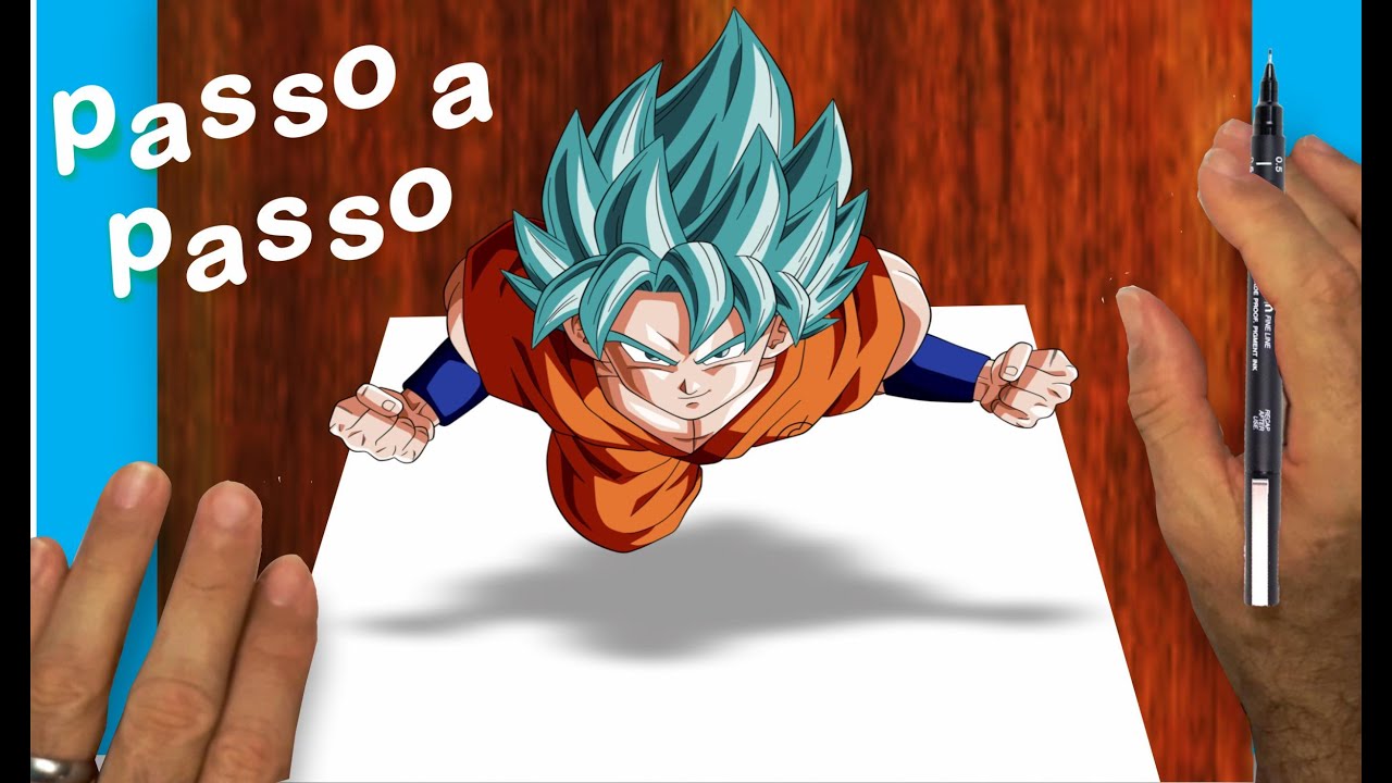 Como Desenhar Goku ssj Blue 3D - How to draw Goku ssj Blue 3D 