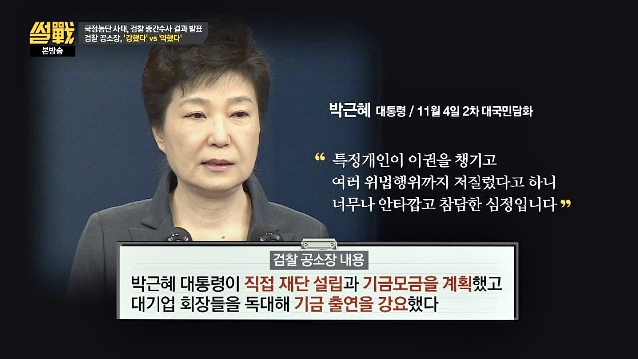 박근혜 대통령의 대국민 담화는 완전히 거짓말인 것이 드러나… 썰전 194회