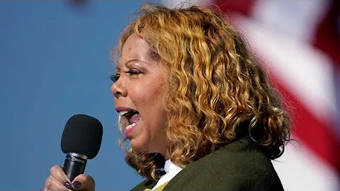 Rep. Lucy McBath speaks to campaign crowd followin...