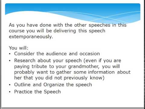 Mini Lecture Special Occasion Speech