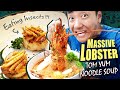 GIANT LOBSTER Tom Yum Noodle Soup, EATING INSECTS & Huamum Night Market in Bangkok Thailand