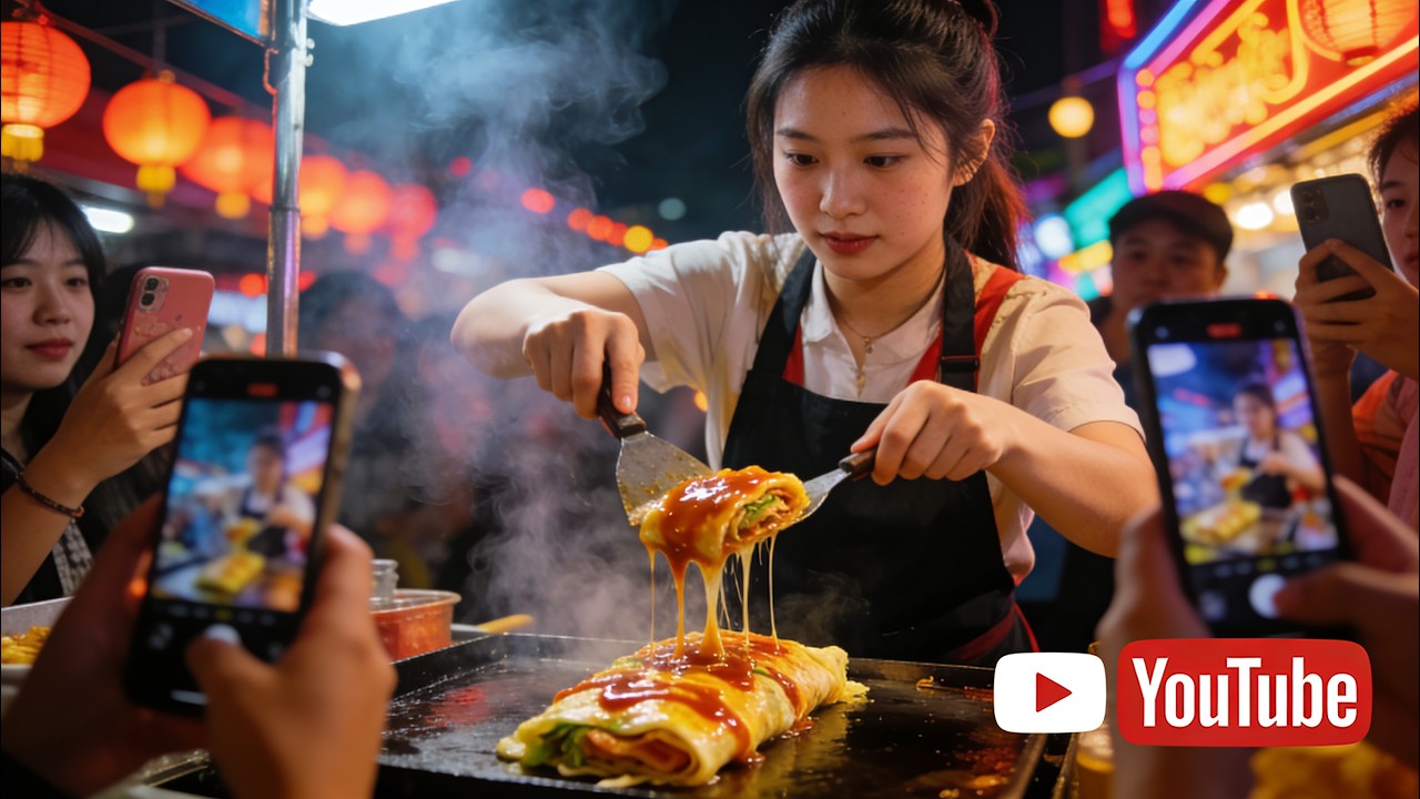 Must-try Street Food! 🤤【Grilled Cold Noodles】🔥 #foodie #viral
