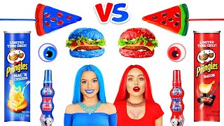 ¡Desafío de comida roja vs azul! Come delicias de un color durante 24 HRS por RATATA CHALLENGE