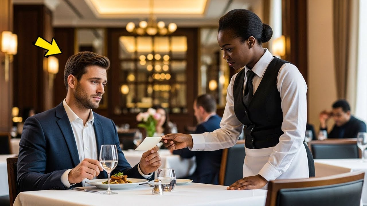Ein Milliardär bestellt ein  schwarze Kellnerin steckt ihm einen Zettel zu, der ihn sprachlos macht.