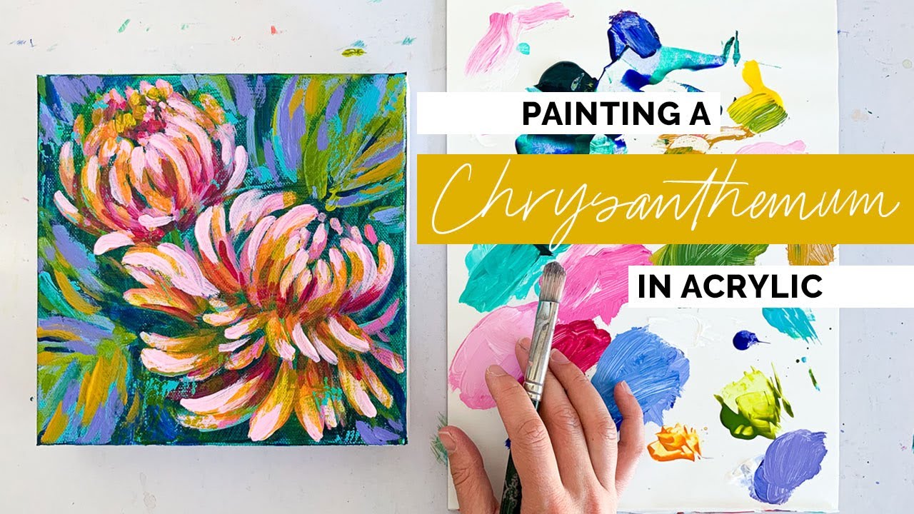 How to Paint a Chrysanthemum in Acrylic - Full Length Tutorial - YouTube