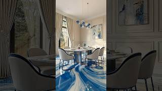 Luxury Blue Epoxy Marble Floor Transformation | Elegant Dining Room Makeover