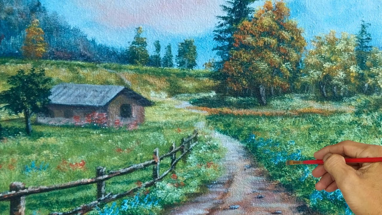 Acrylic Painting SPRING MEADOW Acrylic Painting For Beginners - YouTube