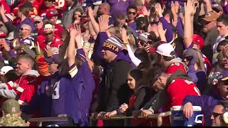 chiefs fans surprised by number of vikings fans at arrowhead stadium