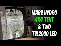 Mars Hydro 4x4 Grow Tent & two TSL2000 LED Lights Unboxing, Setup, Review