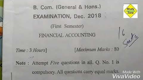 🌹🌹Crsu Financial Accounting paper of B. Com 1st sem December 2018