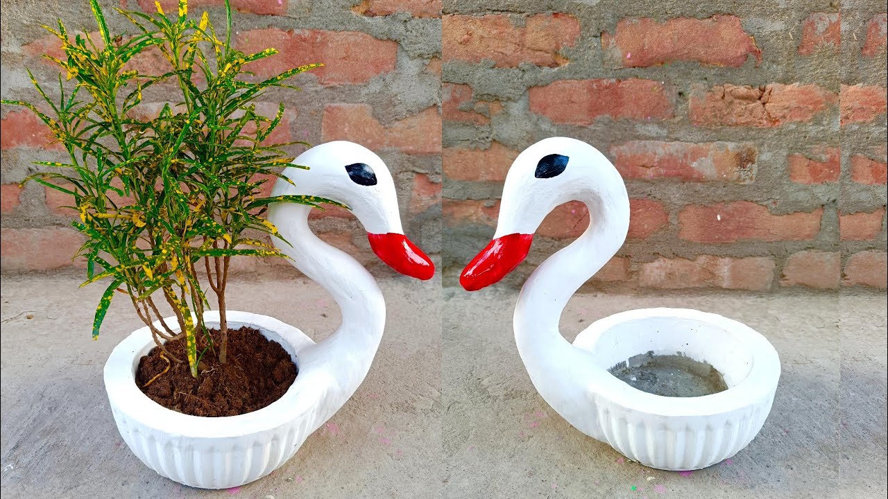 Unique and Easy Swan 🦢 Cement Planter Making Tutorial | Beautiful Planter Making | ASMR by Aditya