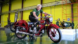 Запуск и звук двигателя Moto Guzzi GTV 500 (Италия, 1946 г.в.)