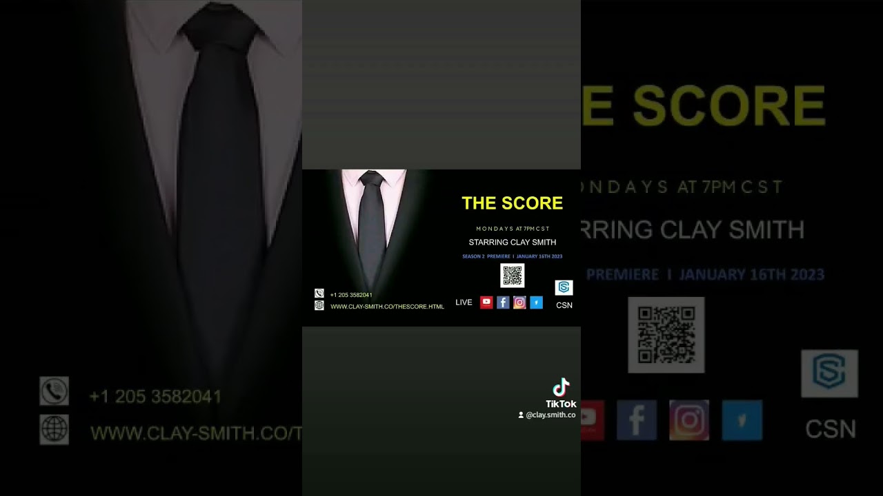 Join us for the SEASON 2 PREMIERE of "The Score" starring Clay Smith Monday January 16th @ 7pm CST