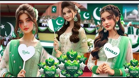 Create Your Personalized 14th August DP | Cute Girls in Green & White | Independence Day Special