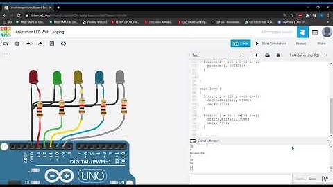 Tinkercad Arduino Animasi LED menggunakan fungsi Looping