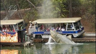 Universal Studios tour of Flash Flood, Earthquake and Jaws film.