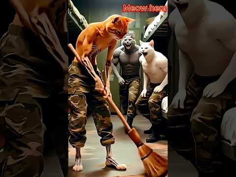 القط مياو رجع الجيش واتنمروا عليه لأن جسمه عضم و ضعيف وخلوه يكنس الأرض قدام الكل   