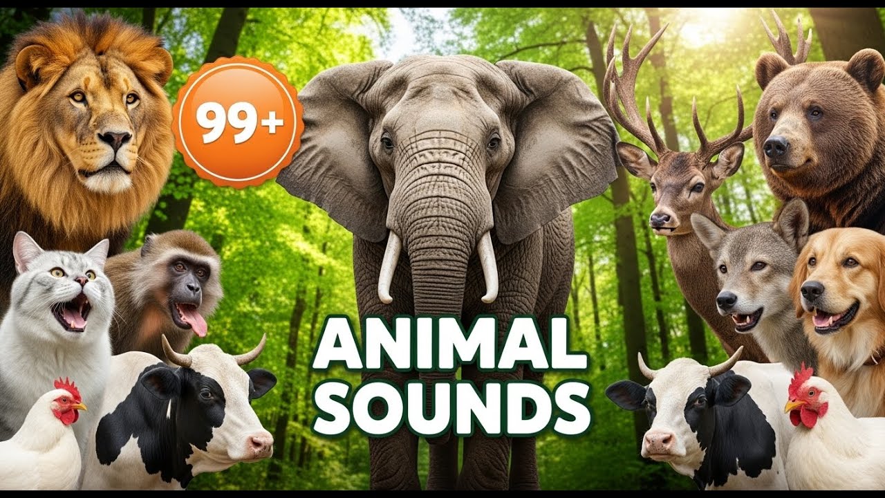 100 Animal Sounds with Names | Learn Animals in English