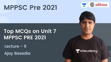 L-9 | Top MCQs on Unit 7 MPPSC PRE 2021 | MPPSC 2021/ 22 | Ajay Basediya