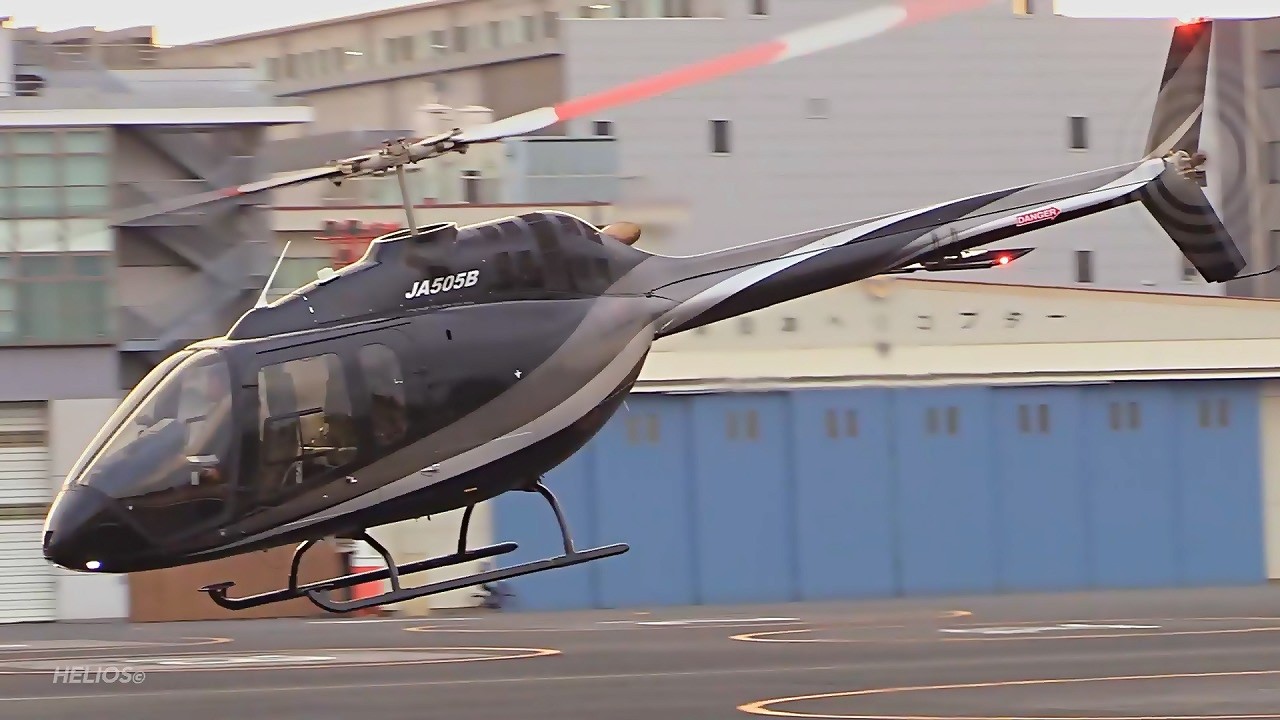 Helicopter Bell 505 Jet Ranger X JA505B Landing and Takeoff - YouTube